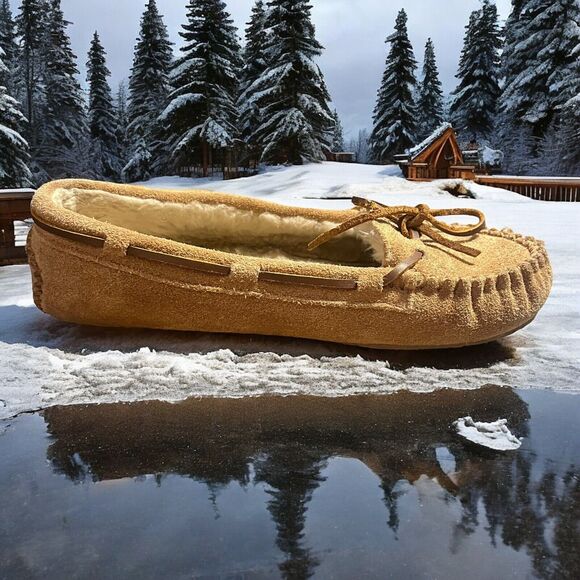 Minnetonka Trapper Women's Leather Fur Lined Moccasins Size 6 - Picture 9 of 12